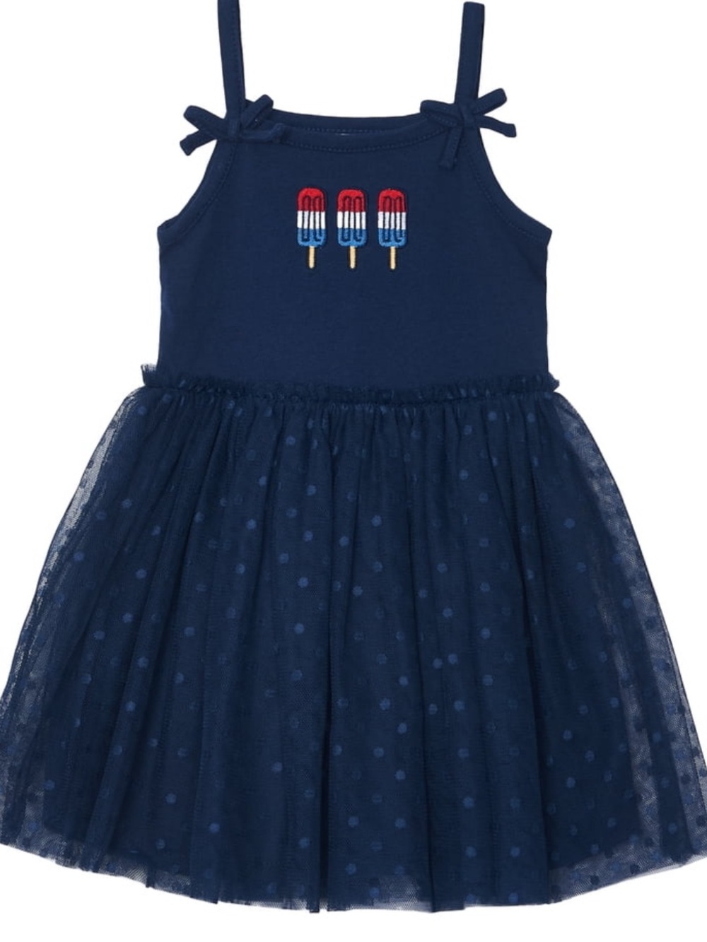 BRAND NEW Way to Celebrate Navy Tulle Polka Dot Popsicle Dress Size 2T